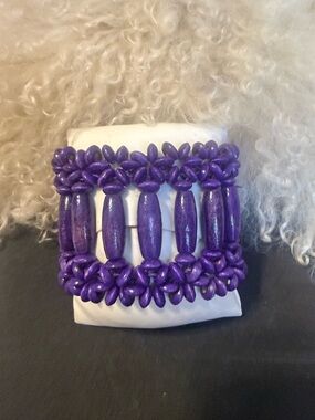 Vibrant Purple Beaded Stretch Bracelet - Women Jewelry